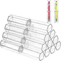 KARFRI 10 StüCk Acryl-Stiftboxen, Transparent, Kugelschreiber-Etui, Bleistift, Geschenkbox, Stift-AufbewahrungsbehäLter, Sechseckig, Einzeln für Schule, BüRo von KARFRI