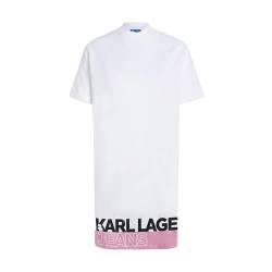 KARL LAGERFELD JEANS Regular FIT T-Shirt-Kleid MIT Logo, Weiss, S von KARL LAGERFELD JEANS