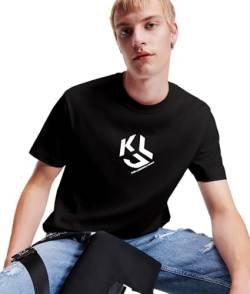 KARL LAGERFELD JEANS, Herren, Regelmässiges Monogramm-Kurzarm-T-Shirt, Schwarz, Gross von KARL LAGERFELD JEANS