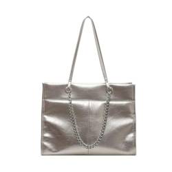 KASFDBMO Damen-Umhängetasche, einfarbig, Unterarm, trendige Schultertasche für Mädchen, Dating, Arbeit, silber von KASFDBMO