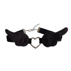 KASFDBMO Elegante schwarz-weiße Flügel-Halskette, schöne Choker-Kette, Zubehör, Halskette für modische Damen, Siehe Abbildung von KASFDBMO