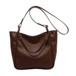 KASFDBMO Große Umhängetasche PU Unterarmtasche Crossbody Umhängetasche Damen Handtasche Geldbörse für Dating Reisen Arbeit, coffee von KASFDBMO