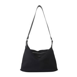 KASFDBMO Schultertaschen für Damen, einfarbig, Handtasche, Unterarmtasche, Achseltasche mit Reißverschluss, Schwarz von KASFDBMO