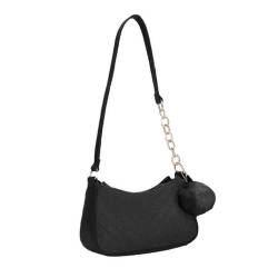 KASFDBMO Schultertaschen für Frauen Mädchen Handtasche Filz Achseltasche Reißverschluss Satchel Taschen Unterarmtasche Luxus Handtaschen mit, Schwarz von KASFDBMO