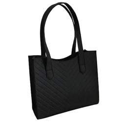 KASFDBMO Stilvolle und große Tasche für Damen, geräumige und vielseitige Handtasche aus Filz, Schwarz von KASFDBMO