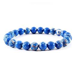 KATIAK Damen Kristall Perlen Armband,8 mm Armband Aus Natürlichen Blauen Edelsteinen Kristallperlen Armbänder Doppellagiges Stretch Armband Schmuck für Damen und Herren Energieheilung von KATIAK