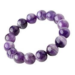 KATIAK Edelsteine Armband,10 mm Amethyst Armband Natürliches Edelstein Armband Lila Kristall Armbänder Stretch Armband für Ihre Weihnachtsgeschenke Zum Valentinstag von KATIAK