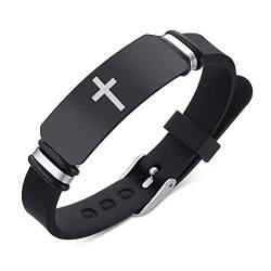 Inspirierende Christliche Geschenke Schmuck, Silikon Christ Jesus Glauben Armband Religiöse katholische Lord Kreuz Amulett Armreif für Frauen Männer, Kreuz/Heiligen Michael/Christopher/Ichthys von KBNSUIAN