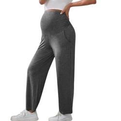 KBOPLEMQ Hosen für Schwangere Damen Umstands Lounge Hosen Schwangerschaft Hosen Weich Umstandsmode Zuhause Yoga Sport Bequeme Umstands Freizeithose mit Taschen High Waist Umstandshose von KBOPLEMQ