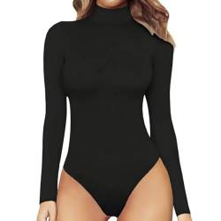 KBRPEY Damen Body Langarm Rollkragen Bodysuit Oberteil Bluse Bodysuit Langarmbody Overalls Hemd Bodys Jumpsuit Tops für Frauen Casual Outfits von KBRPEY