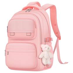 KBTYE Schulrucksack für Kinder, Mädchen, niedlicher Reise-Rucksack für College, Damen, Herren, lässiger Laptop-Büchertasche für Teenager, Studenten, Pink, Lässig von KBTYE