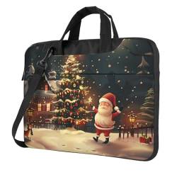 KCGSDEGV Laptop-Umhängetasche mit Aufdruck "Merry Christmas", stoßfest, wasserdicht, Laptop-Umhängetasche, Aktentasche, Schwarz , 15.6 inch von KCGSDEGV