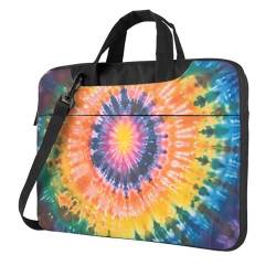 KCGSDEGV Laptop-Umhängetasche mit Batikdruck, stoßfest, wasserdicht, Laptop-Umhängetasche, Aktentasche, Schwarz , 14 inch von KCGSDEGV