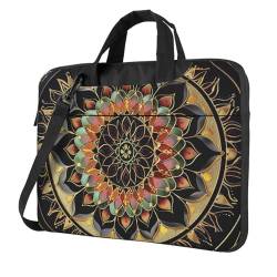 KCGSDEGV Mandala bedruckte Laptop-Umhängetasche, stoßfest, wasserdicht, Laptop-Umhängetasche, Aktentasche, Schwarz , 14 inch von KCGSDEGV