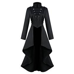 Damen Steampunk Vintage Frack Jacke Unregelmäßiger Saum Gothic Kleidung Viktorianischer Gehrock Lange Mantel Renaissance Halloween Kostüm Mittelalter Cosplay Uniform für frauen von KDEIHT