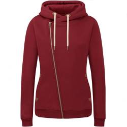 KEBORUILA Damen Sweatjacke Vicky Zip Hoodie Sweatjacke Kapuzenpullover Pullover mit Kapuze Weinrot 3XL von KEBORUILA