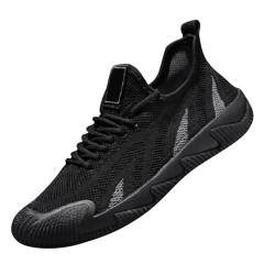 KEERADS Herren Frühling und Atmungsaktive Casual Sports Vielseitige Laufschuhe Weiche Sohle Fliegendes Gewebtes Orthopädisches Mesh Trendy Casual Schuhe Sportschuhe aus Mesh (Schwarz, 43) von KEERADS