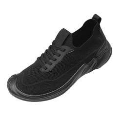 KEERADS Herren Frühling und Runde Zehen Mesh Schuhe Elastische Fliegengewebe Atmungsaktiv Lässig Anti Kick Toe Sportschuhe Herren Mesh Turnschuhe (Schwarz, 39) von KEERADS