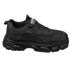 KEERADS Herren Frühling und Winter Mesh Atmungsaktive Arbeitskleidung Trendy Alle Dicken Sohlen rutschfeste Arbeits Casual Sportschuhe Herren Schuhe Schwarz Winterschuh (Schwarz, 42) von KEERADS