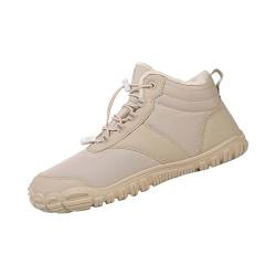 KEERADS Sportschuhe Modische Schwimmschuhe Watschuhe Atmungsaktiv Leichte rutschfeste Bequeme Schuhe Plüsch gefütterte High Top Schuhe (Beige, 44) von KEERADS