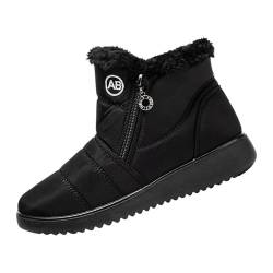 KEERADS Winter Bequeme Baumwollschuhe Anti-Rutsch-Stiefel Für Frauen Schneestiefel Waetpoof Damen Flache Stiefeletten Winter (Schwarz, 37) von KEERADS