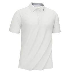 KEFITEVD Herren Poloshirt Kurzarm Baumwolle T Shirt Sommer Poloshirt Elasthan Freizeit Shirt Sommerhemd Weiß L von KEFITEVD