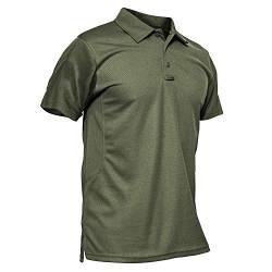 KEFITEVD Tactical Shirt Herren Kurzarm Polo Shirt Leicht Sommer T-Shirt Regular Fit Militär Bundeswehr Tshirt mit Polo Kragen Männer Sport Tshirts Dunkeloliv S von KEFITEVD