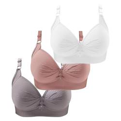 3er Pack BH Damen ohne Bügel Push Up Bequemer Baumwolle BH Set Frauen Sexy Starker Halt Große Brüste Klassische BH Set für Damen Weich BH Unterwäsche Bra mit verstellbarem für Alltag von KEIZHUONIQIU