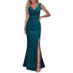 KEIZHUONIQIU Damen Cocktailkleid Maxikleid Partykleid Wickelkleid Sommerkleid Festliche Elegant Bodycon Lang Hochzeit Abendkleider Mit Schlitz von KEIZHUONIQIU