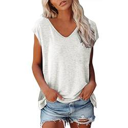 Klamotten Bluse Damen Elegant Flügelärmel t-Shirt Tops Shirt Basic Oberteile Frauen Schwarz Kleidung Frau Sommer Shirts Top Blusentops V-Ausschnitte Tshirt Casual Tee Tops Klamotten Teenager Mädchen von KEIZHUONIQIU