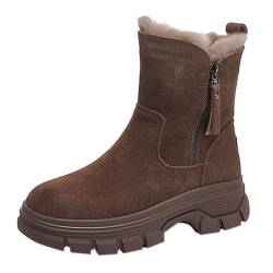 Stiefeletten Damen Grace Schneestiefel - Gefüttert Winterschuhe Ankle Boots Herbst Winter Winterstiefel Komfort Stiefel Snow Winterboots Wasserdicht Warm Snowboot Mit Futter und Reißverschluss von KEIZHUONIQIU