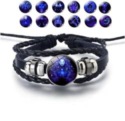 KIASRZN Mehrschichtiges Sternbild-Sternzeichen-Lederarmband, Sternzeichen-Geist-Armband, verstellbares 12-Sternbild-Armband, Armband für Damen und Herren, Schmuck, Geburtstagsgeschenk (Virgo) von KIASRZN