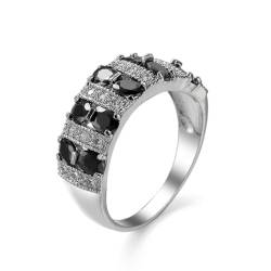 KIASRZN Moissanit-Entgiftungsring für die Lymphe für Frauen, mehrreihiger Moissanitring mit Zirkonia zur Gewichtsabnahme, mehrfarbiger Ring mit Zirkonia für Mädchen und Frauen (7,Black) von KIASRZN