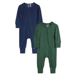 KIDS TALES Baby Bambus Viskose Reißverschluss Strampler PJS 2er-Pack Säugling Langarm Pullover Jammies Kleinkind Füße Bodys Pyjama von KIDS TALES