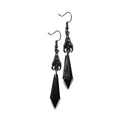 MIDJ Damen Hängende Ohrringe,Gothic Fledermaus Ohrringe Schwarz Achat Boho Naturstein Ethno Ohrring Chakra Energie Für Geburtstag Valentinstag Halloween Ostern Geschenke Verlobungsfeier Schmuck von KIJSKKOPO