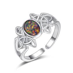 KINGWHYTE Keltische Ringe für Frauen 925 Sterling Silber Einstellbare Opal Ringe für Frauen Daumen Ring Opal Schmuck Geschenke für Frauen von KINGWHYTE