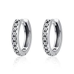 KINGWHYTE Unisex Creolen 925 Sterling Silber Kleine Creolen Hypoallergene Schwarze Creolen Schmuck Geschenke für Männer von KINGWHYTE