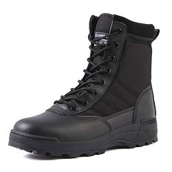 KINROCO Militärstiefel für Herren Einsatzstiefel Atmungsaktiver Kampfstiefel Taktische Stiefel mit Zipper(Size:45 EU,Color:Schwarz) von KINROCO