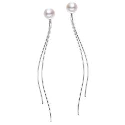 Silber 925 Lange Quasten Ohrringe Ohrstecker Damen, Silber 925 Ohrringe Ohrstecker überzogene Perlen Ohrstecker Tropfen Ohrringe Lange Ohrringe für Damen Women Girls von KISSPAT