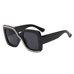 KITANDOVE Sonnenbrille Für Damen Retro-sonnenbrille Für Frauen Sonnenbrille Mit Klarem Rahmen Sonnenbrillen Für Im Trend Damenbrille Sol Damen Sonnenbrille Black Harz von KITANDOVE