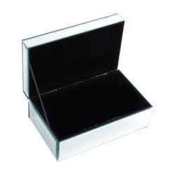 KJDKNC Tragbarer Schmuck-Organizer, Schmuck-Präsentationsbox, Ohrringe, Ringe, Halsketten, Reise-Aufbewahrungsbox, Glasstruktur von KJDKNC