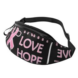 Gürteltasche mit Aufschrift "Love Hope", Brustkrebsband, stilvolle Hüfttasche, Mehrzweck-Rucksack für Damen und Herren, Schwarz , Einheitsgröße, Hüfttaschen von KKKKKOUU