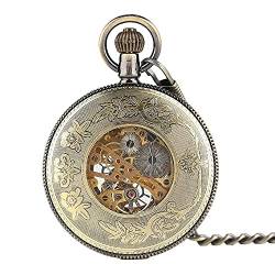 KKXXYQFC Exquisite Steampunk Skelett Taschenuhr Männer Frauen Handaufzug Mechanische Anhänger Uhr Stilvolle Halskette Weihnachten von KKXXYQFC