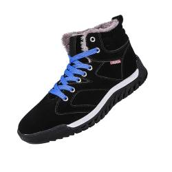 KKvoPiQ Hamburg Schuhe Herren Mode Casual Sneakers Atmungsaktive Flache Unterseite Freizeitschuhe Winter Gepolsterte Warme Herrenstiefel Gefütterte Herren Schuhe (Black, 46) von KKvoPiQ