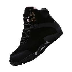 KKvoPiQ Schuhe Herren Business Slipper Sneakers Atmungsaktive Flache Unterseite Freizeitschuhe Winter Gepolsterte Warme Herrenstiefel Knobelbecher Herren Gefüttert (Black, 43) von KKvoPiQ