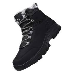 KKvoPiQ Schuhe Herren Sohle High-Top-Schneestiefel, modische, lässige Turnschuhe, atmungsaktive, Flache Freizeitschuhe, gepolsterte, warme Herrenstiefel für den Winter Langlaufski Schuhe (Black, 41) von KKvoPiQ