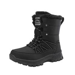 KKvoPiQ Schwarze Mit Absatz Anti-Rutsch-Stiefel Für Frauen Schneestiefel Waetpoof Schnür Schwarz (Black, 39) von KKvoPiQ