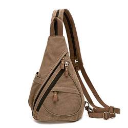 KL928 Canvas Sling Bag Rucksack Damen und Herren – Schulterrucksack Umhängetasche Crossbag Verstellbarem Schultergurt Perfekt für Outdoorsport, Wandern, Radfahren, Bergsteigen, Reisen von KL928