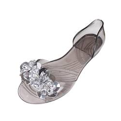 Sandalen Damen Sommer Strandsandalen Elegant Sommerschuhe Prinzessin Schuhe Flach Jelly Schuhe Freizeitsandalen Transparent Weichen Sohlen Pumps Schuhe Flache Sandalen Strass Kleid Schuhe von KLGR