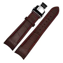 KLVN Gebogene End -Männer Watchband -Gurte für BL9002-37 05A BT0001-12E 01A Marke Watch echtes Leder mit Schmetterlingsschnalle 20 21 22 mm(Brownxred black,22mm) von KLVN